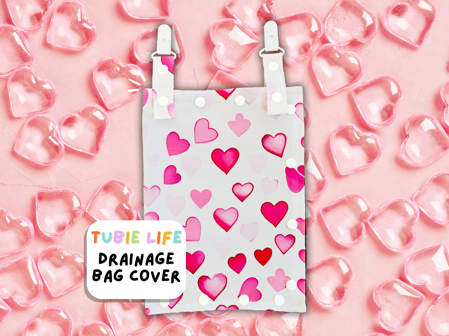 Drainage Bag Cover Tubie Life Catheter cover pink hearts