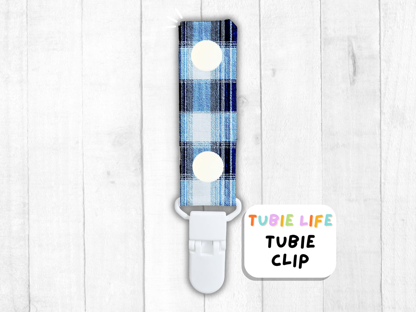 Tubie Clip Tubie Life Line Clip blue plaid