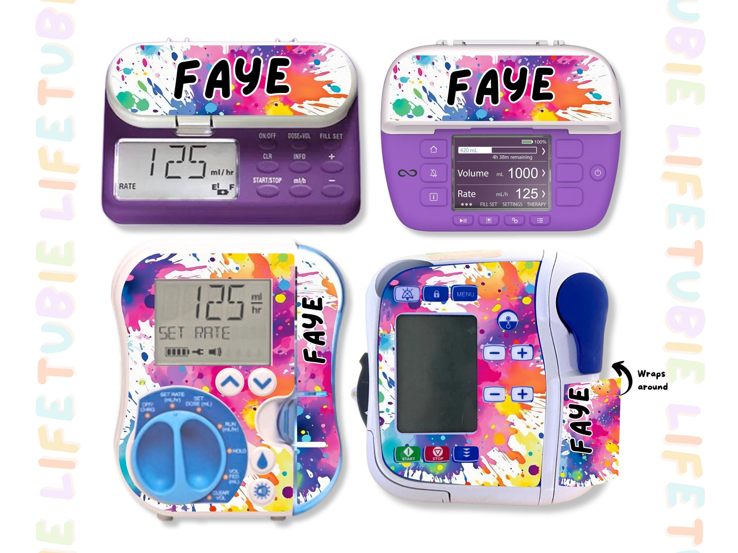 Feeding Pump Sticker Tubie Life for Fresenius Amika, Abbott Freego, Nutrica Infinity and Infinity 3 - Paint Splatter