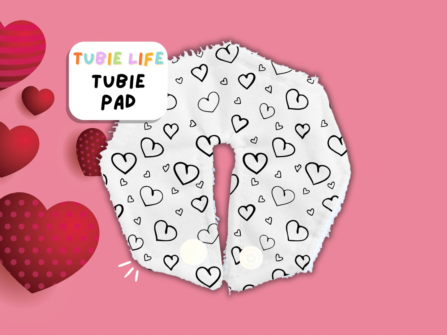 Tubie Pad Tubie Life G Tube Pad black and white hearts