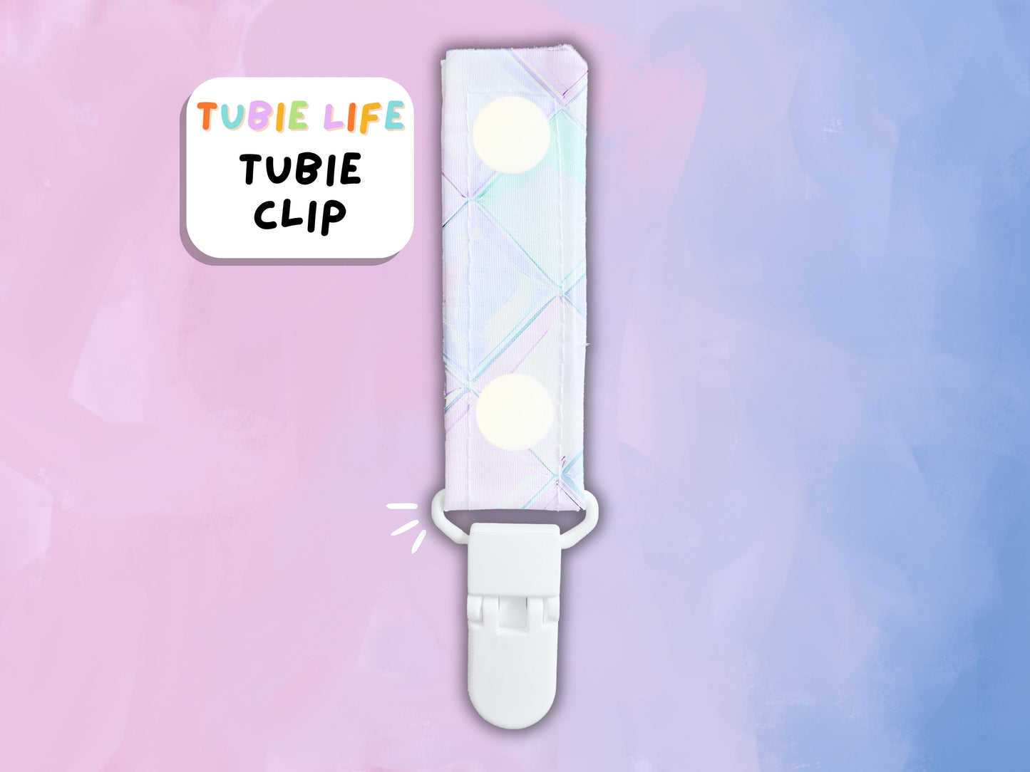 Tubie Clip Tubie Life Line Clip pink and blue squares