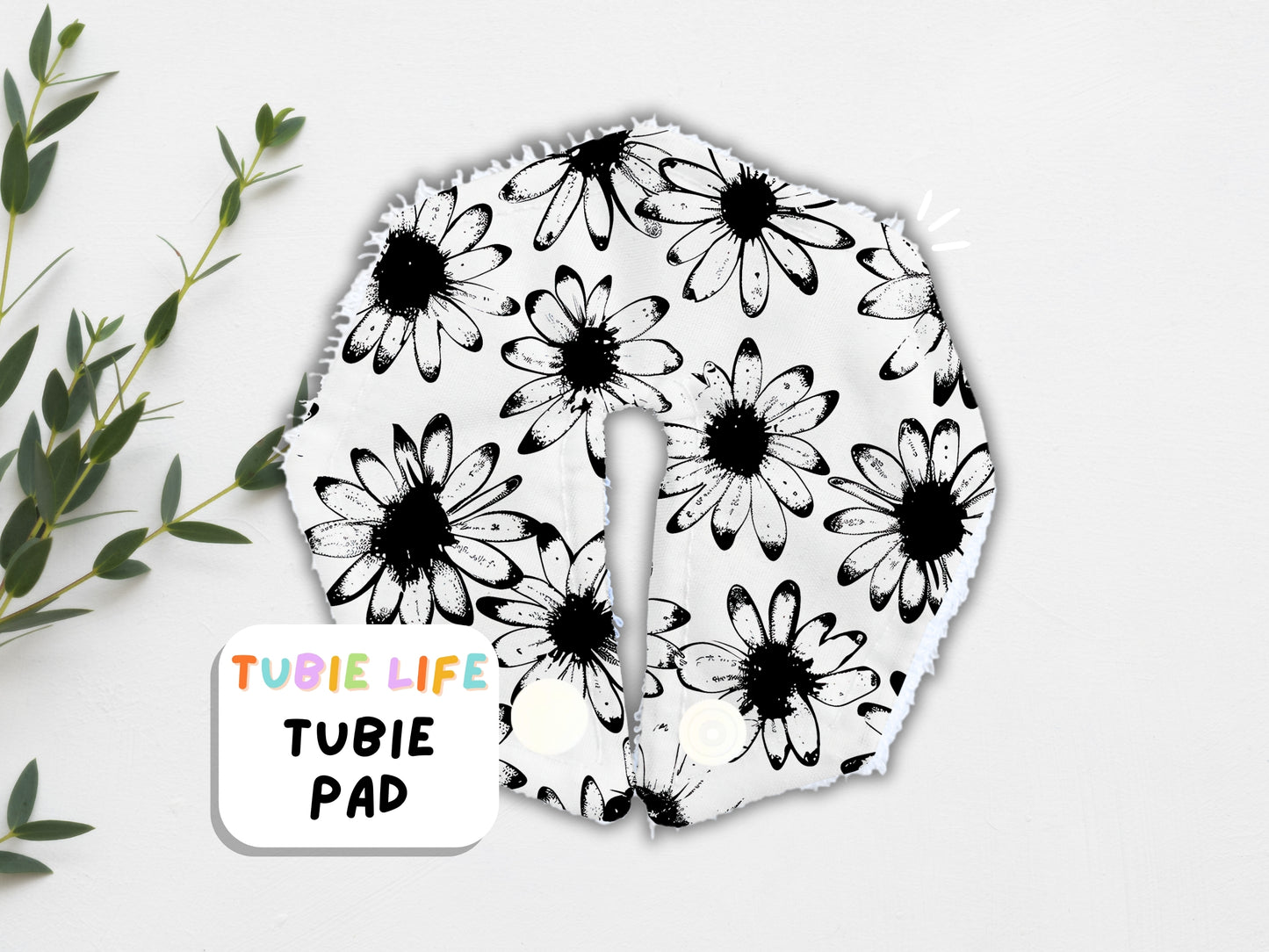 Tubie Pad Tubie Life G Tube Pad black and white daisy