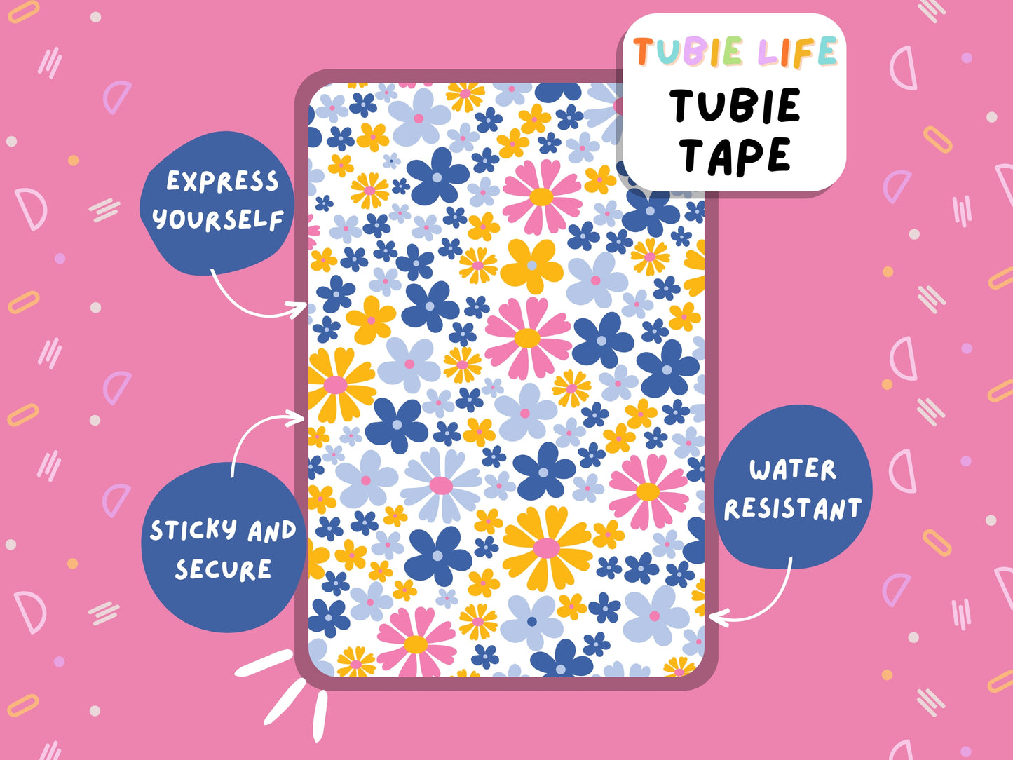 TUBIE TAPE Tubie Life spring flower ng tube tape for feeding tubes and other tubing Full Sheet