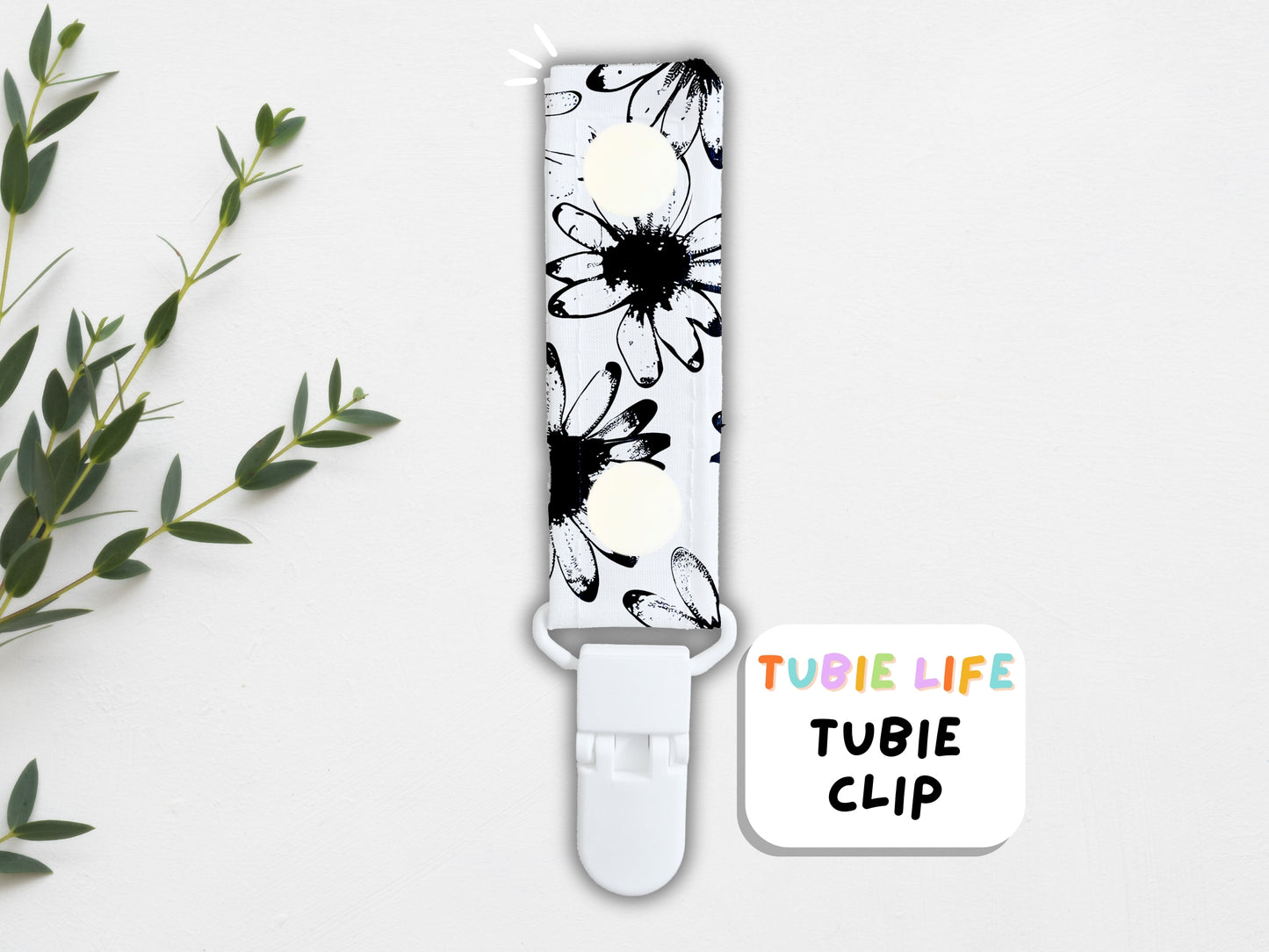 Tubie Clip Tubie Life Line Clip Black and white Daisy