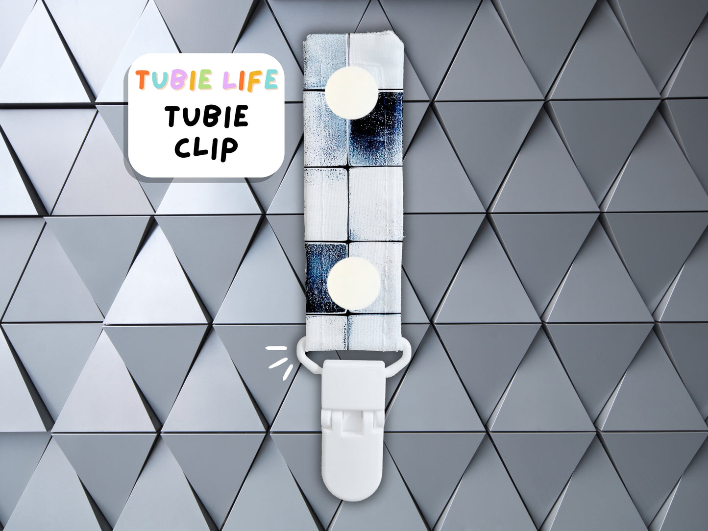 Tubie Clip Tubie Life Line Clip silver squares