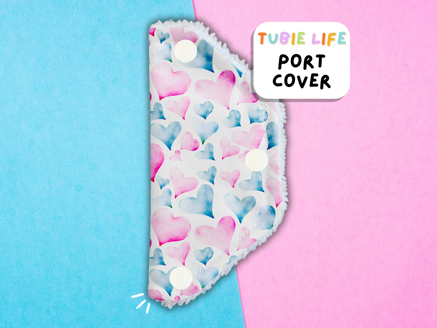 Port Cover Tubie Life Tubie Cover connector cover Pink and blue hearts