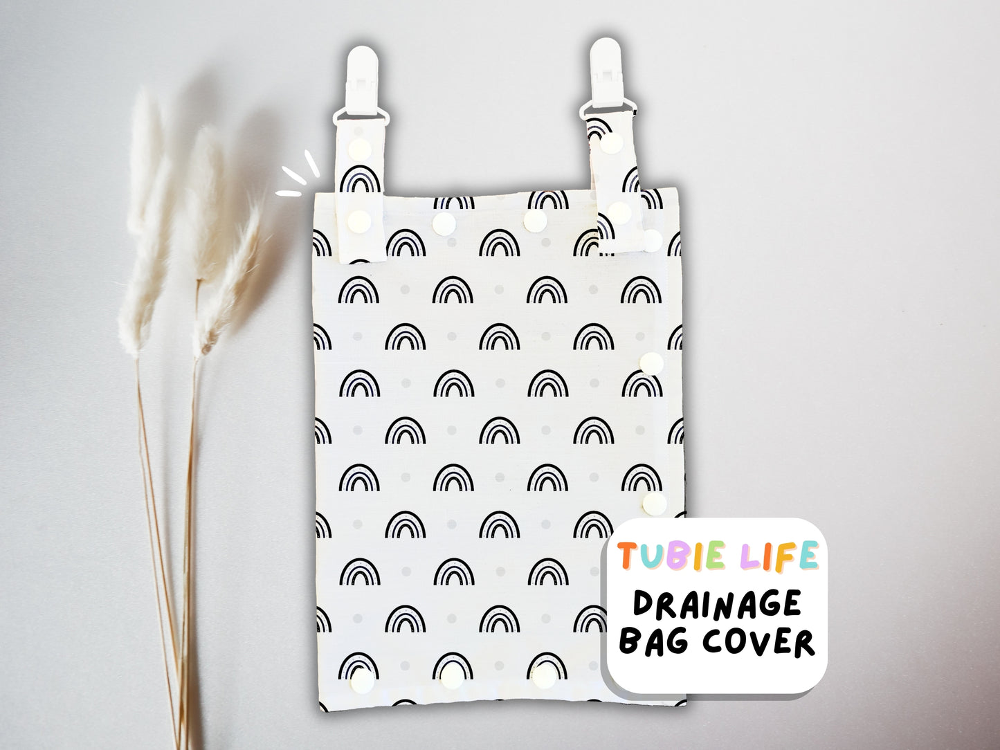 Drainage Bag Cover Tubie Life Catheter cover black and white rainbow