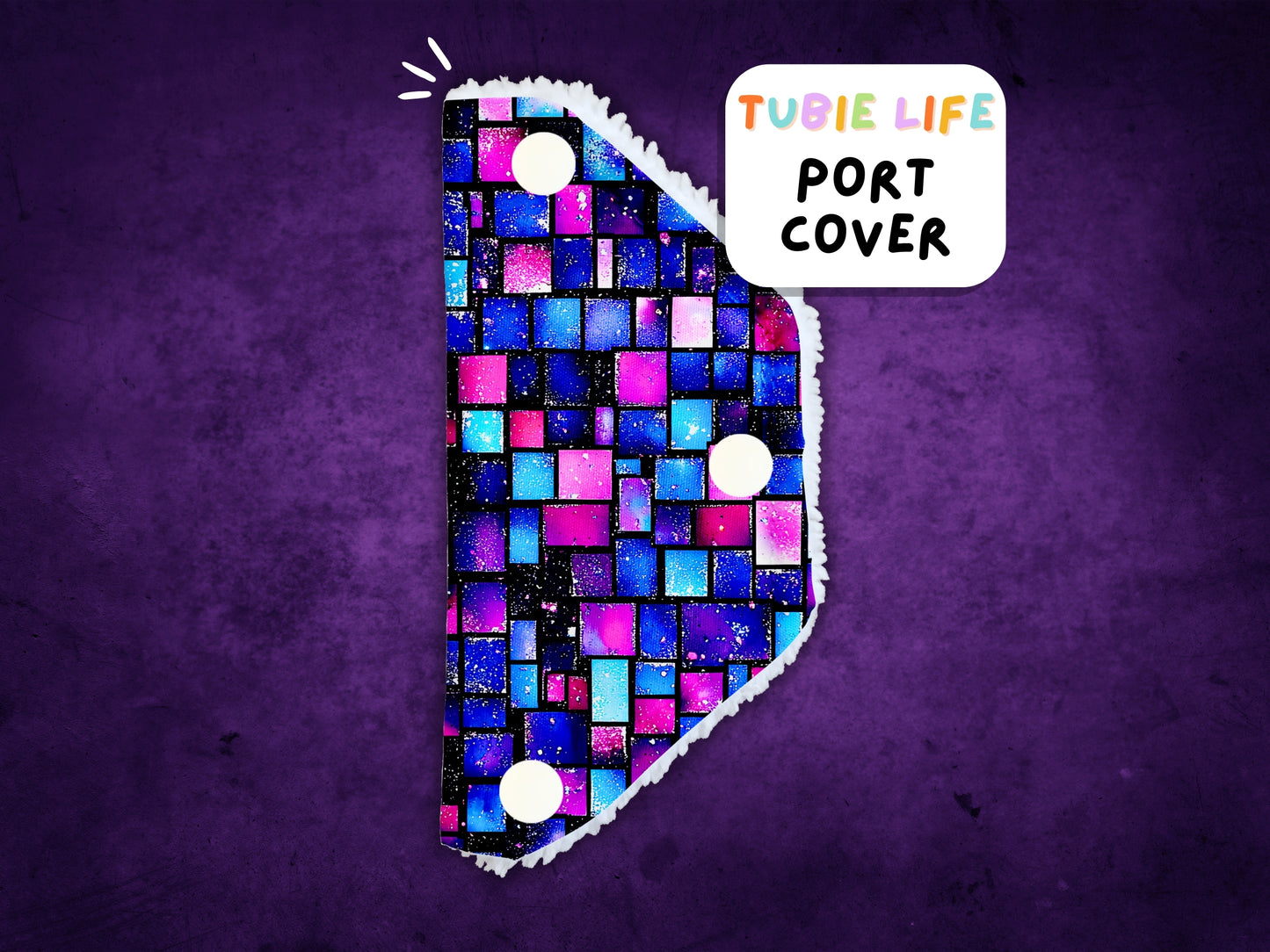 Port Cover Tubie Life Tubie Cover connector cover purple squares