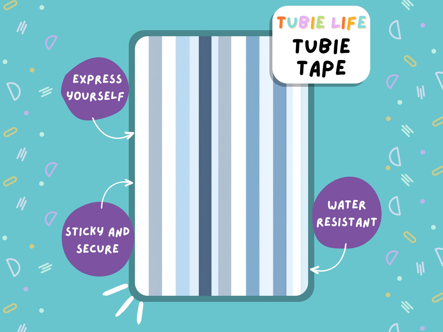 TUBIE TAPE Tubie Life ng tube tape for feeding tubes and other tubing blue lines