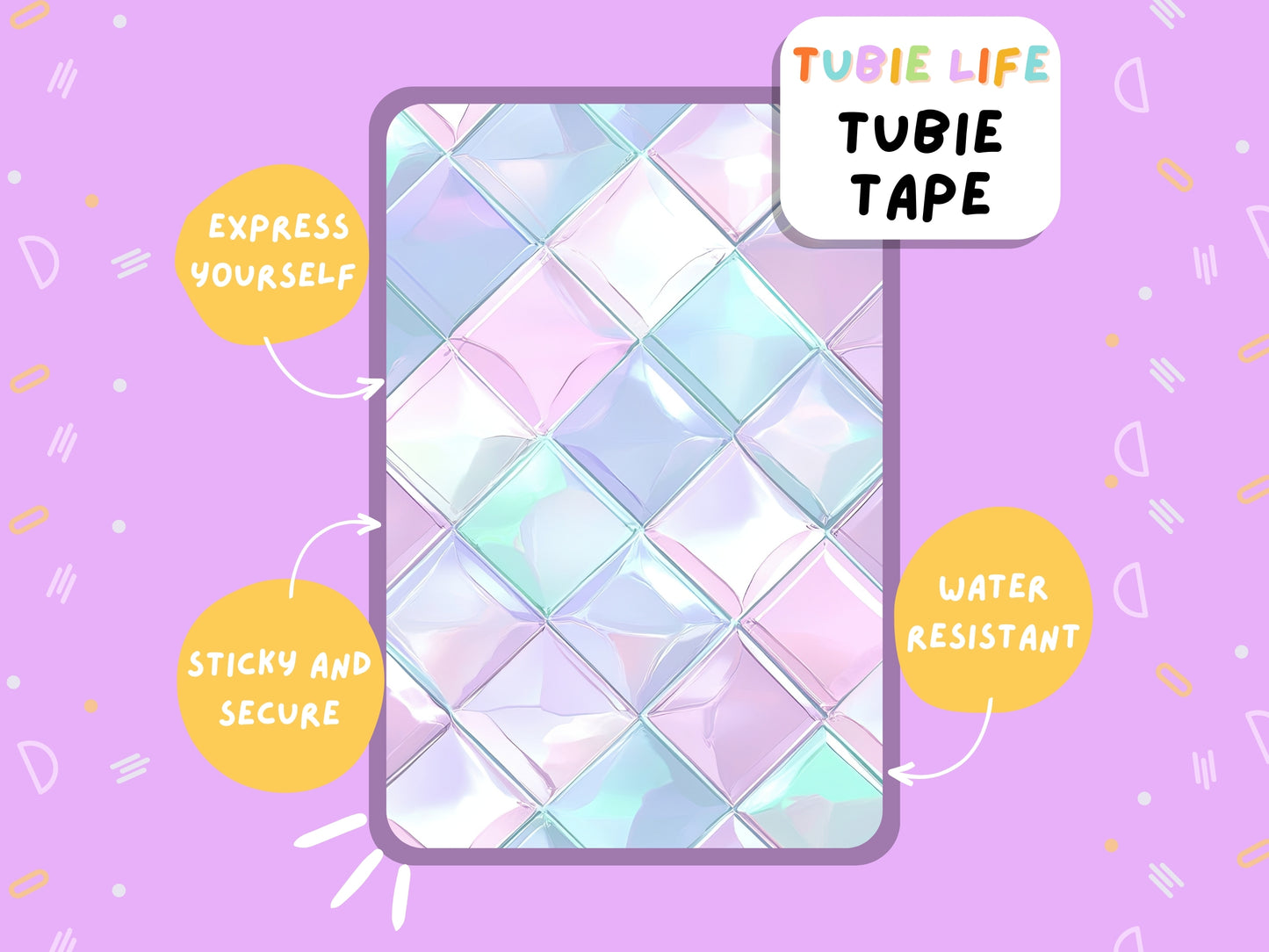 TUBIE TAPE Tubie Life ng tube tape for feeding tubes and other tubing Pink and blue squares