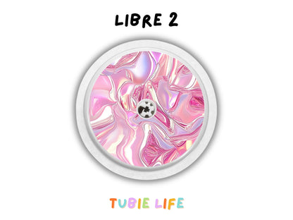 Diabetes Device Decals stickers for Libre 2, Dexcom G6, Medtronic minimed, omnipod, t-slim, Libre 3 pink swirl