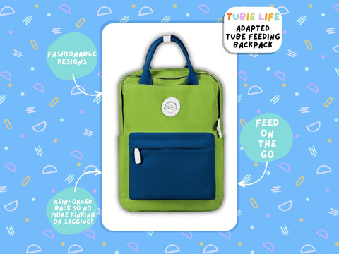 Blue and Green Tubie Life Adapted Backpack Box