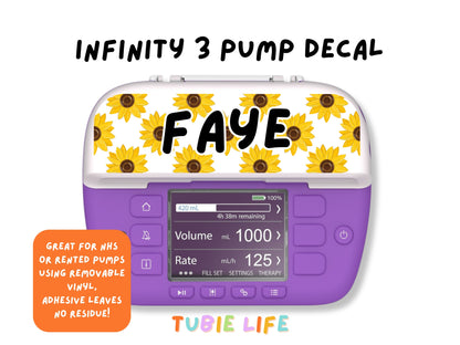 Feeding Pump Sticker Tubie Life for Fresenius Amika, Abbott Freego, Nutrica Infinity and Infinity 3 - sunflower