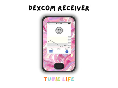 Diabetes Device Decals stickers for Libre 2, Dexcom G6, Medtronic minimed, omnipod, t-slim, Libre 3 pink swirl