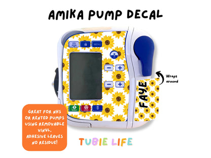 Feeding Pump Sticker Tubie Life for Fresenius Amika, Abbott Freego, Nutrica Infinity and Infinity 3 - sunflower