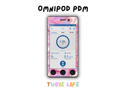 Diabetes Device Decals stickers for Libre 2, Dexcom G6, Medtronic minimed, omnipod, t-slim, Libre 3 pink swirl