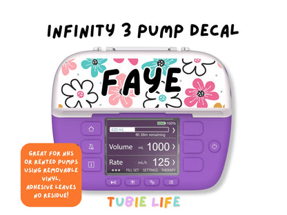 Feeding Pump Sticker Tubie Life for Fresenius Amika, Abbott Freego, Nutrica Infinity and Infinity 3 - Pastel Flower