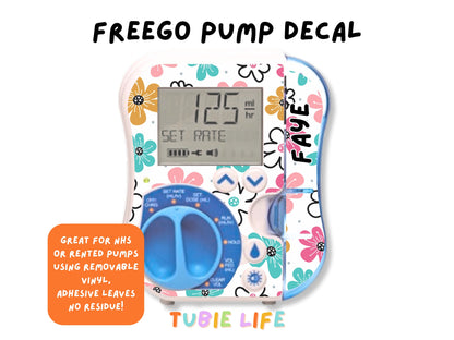 Feeding Pump Sticker Tubie Life for Fresenius Amika, Abbott Freego, Nutrica Infinity and Infinity 3 - Pastel Flower