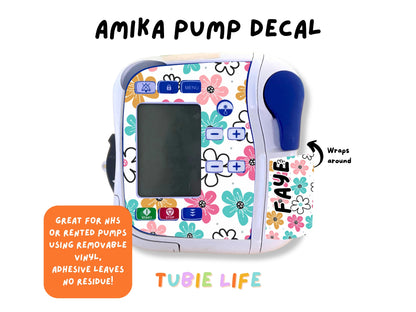 Feeding Pump Sticker Tubie Life for Fresenius Amika, Abbott Freego, Nutrica Infinity and Infinity 3 - Pastel Flower