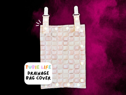 Drainage Bag Cover Tubie Life Catheter cover pale pink squares