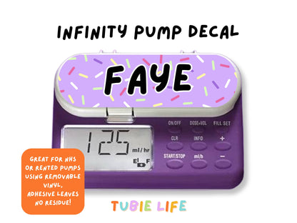 Feeding Pump Sticker Tubie Life for Fresenius Amika, Abbott Freego, Nutrica Infinity and Infinity 3 - purple sprinkle