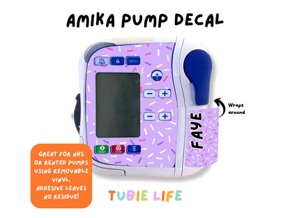 Feeding Pump Sticker Tubie Life for Fresenius Amika, Abbott Freego, Nutrica Infinity and Infinity 3 - purple sprinkle