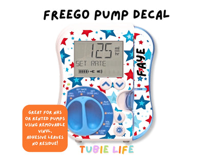 Feeding Pump Sticker Tubie Life for Fresenius Amika, Abbott Freego, Nutrica Infinity and Infinity 3 - Red and Blue stars