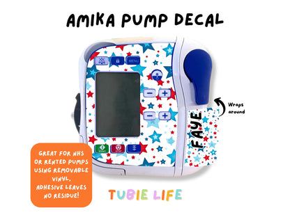 Feeding Pump Sticker Tubie Life for Fresenius Amika, Abbott Freego, Nutrica Infinity and Infinity 3 - Red and Blue stars