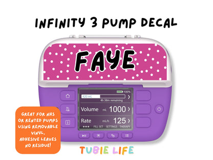 Feeding Pump Sticker Tubie Life for Fresenius Amika, Abbott Freego, Nutrica Infinity and Infinity 3 - Pink Polka