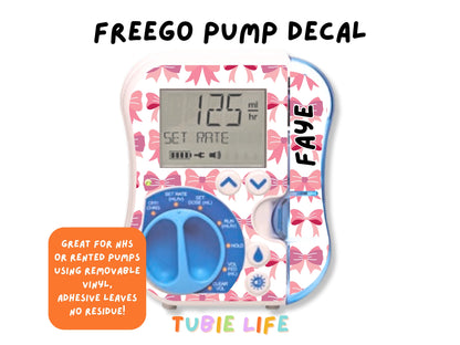 Feeding Pump Sticker Tubie Life for Fresenius Amika, Abbott Freego, Nutrica Infinity and Infinity 3 - pink bow