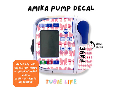 Feeding Pump Sticker Tubie Life for Fresenius Amika, Abbott Freego, Nutrica Infinity and Infinity 3 - pink bow