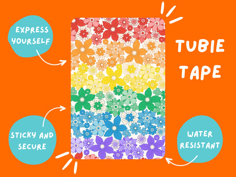 Tubie Tape Pride Flowers Full Sheet TUBIE TAPE Tubie Life ng tube tape gay pride