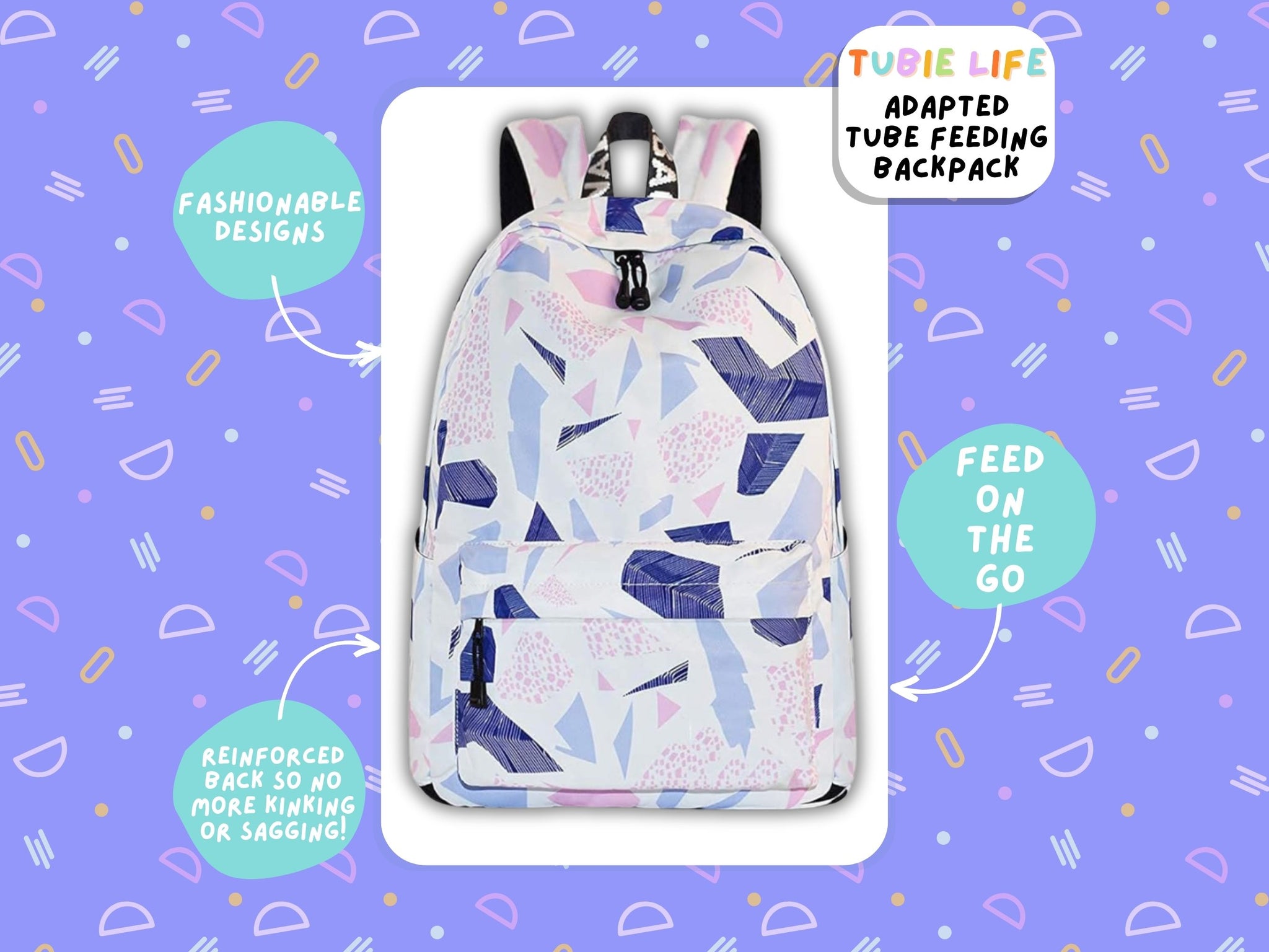 Blue and Pink Tubie Life Adapted Backpack Pattern