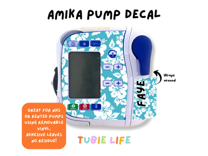 Feeding Pump Sticker Tubie Life for Fresenius Amika, Abbott Freego, Nutrica Infinity and Infinity 3 - Blue tropical flowers