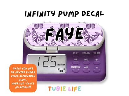 Feeding Pump Sticker Tubie Life for Fresenius Amika, Abbott Freego, Nutrica Infinity and Infinity 3 - purple butterfly