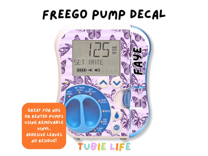 Feeding Pump Sticker Tubie Life for Fresenius Amika, Abbott Freego, Nutrica Infinity and Infinity 3 - purple butterfly