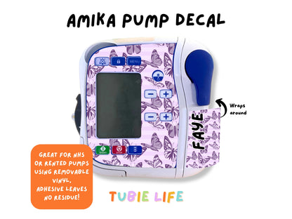 Feeding Pump Sticker Tubie Life for Fresenius Amika, Abbott Freego, Nutrica Infinity and Infinity 3 - purple butterfly