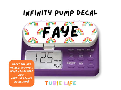 Feeding Pump Sticker Tubie Life for Fresenius Amika, Abbott Freego, Nutrica Infinity and Infinity 3 - rainbow