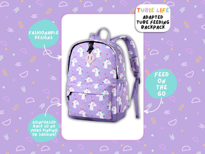 Purple Unicorn Tubie Life Adapted Backpack Large Kids