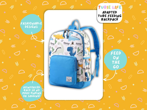 Blue and Yellow Dino Tubie Life Adapted Backpack Large Kids