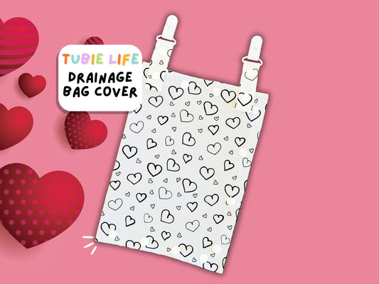 Drainage Bag Cover Tubie Life Catheter cover black and white hearts