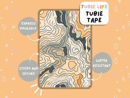 TUBIE TAPE Tubie Life grey and orange marble effect ng tube tape for feeding tubes and other tubing Full Sheet