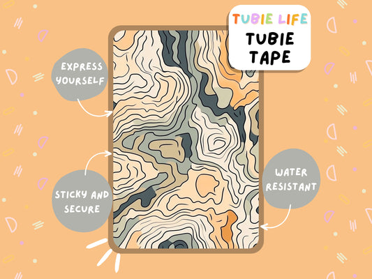 TUBIE TAPE Tubie Life grey and orange marble effect ng tube tape for feeding tubes and other tubing Full Sheet