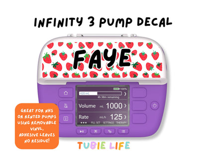 Feeding Pump Sticker Tubie Life for Fresenius Amika, Abbott Freego, Nutrica Infinity and Infinity 3 - Strawberry