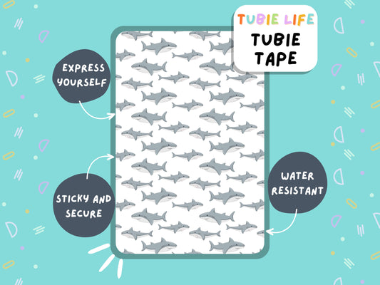 TUBIE TAPE Tubie Life Grey shark ng tube tape for feeding tubes and other tubing Full Sheet