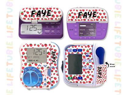 Feeding Pump Sticker Tubie Life for Fresenius Amika, Abbott Freego, Nutrica Infinity and Infinity 3 - Strawberry