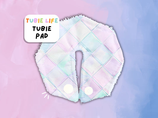 Tubie Pad Tubie Life G Tube Pad pink and blue squares