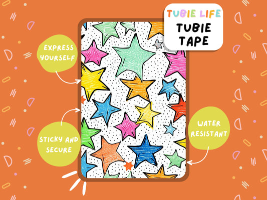 TUBIE TAPE Tubie Life cartoon stars ng tube tape for feeding tubes and other tubing Full Sheet