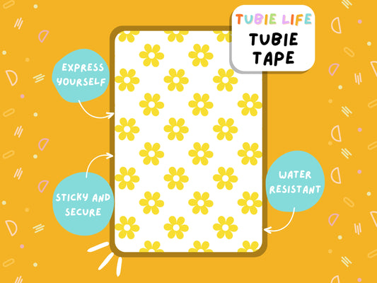 TUBIE TAPE Tubie Life yellow flower ng tube tape for feeding tubes and other tubing Full Sheet