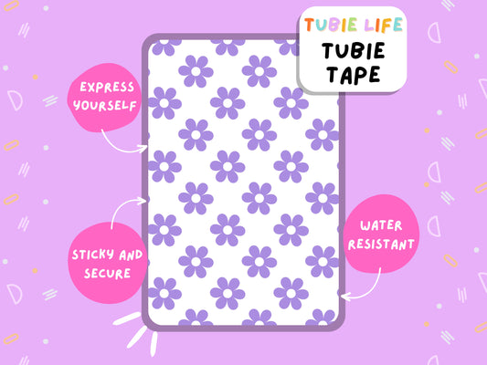 TUBIE TAPE Tubie Life purple flower ng tube tape for feeding tubes and other tubing Full Sheet